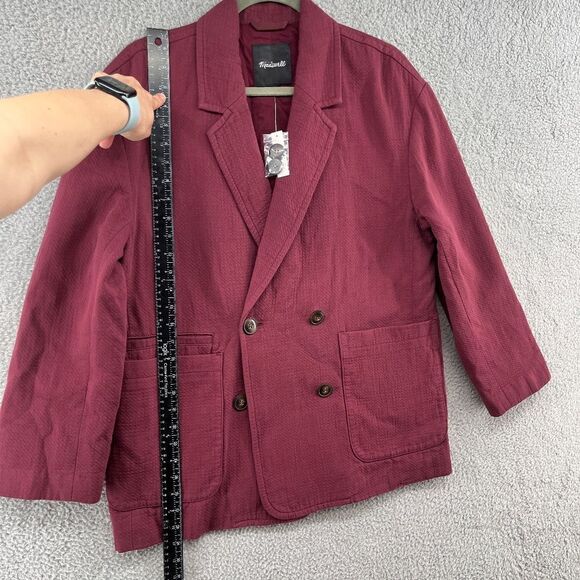 NWT MADEWELL Hayfield Double-Breasted Blazer in BERGUNDY Vintage Mulberry purple - Picture 9 of 15